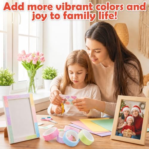 TIESOME 12 Rolls Glitter Washi Tape Set,15mm Macaron Cute Colored Tape