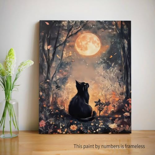 bleihum Black Cat Paint by Numbers Kit for Adults 16x20inch