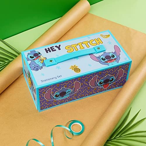 Disney Stitch Colored Pencils Art Supplies Kids School Supplies Set Stationery Girls Drawing Pencils Supplies Travel Case with Crayons Arts and Crafts for Kids 4-12 (Blue Stitch)