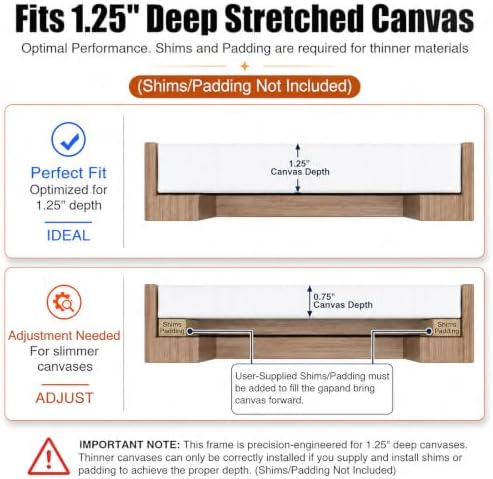 Canvas Floater Frame for 1”–1.25”Deep Gallery Wrapped Canvas, Wood-Look Floating Frame Wall Artwork for Oil Paintings, Gallery Bedroom, Living Room, Studio, Made in USA (Light Oak,11x14)