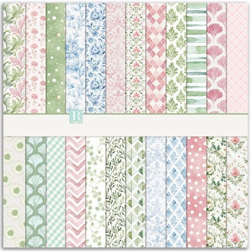 6-inch Patterned Scrapbook Paper Pad, 24 Sheets Double Sided Flowers Aesthetic Origami for Journaling Collage Supplies Cards Decor Gifts Crafts DIY Wrapping Decor Folded Photo Album
