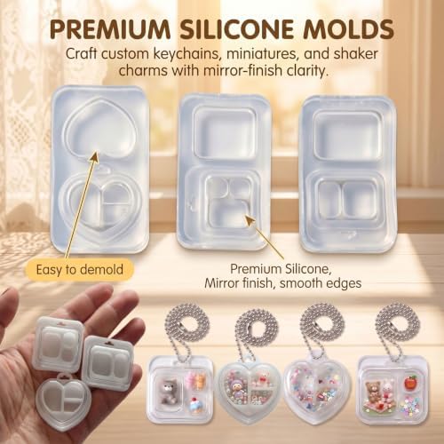 3Pcs Mini Shaker Box Resin Molds Silicone Miniature Doll Display Box Molds