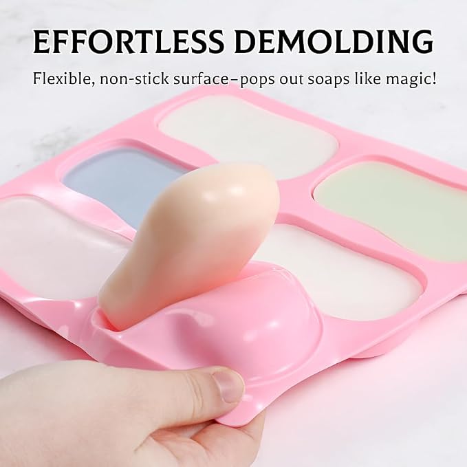 SJ Classic Soap Mold Set, 2-Pack 6-Cavity Silicone Soap Molds | For Soap Making, Bath Bombs, Wax Melts & Crafts, Food Grade Silicone, Easy Release, Reusable