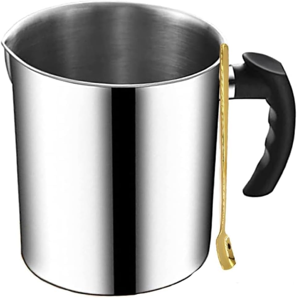 60oz 1.8L Candle Making Pouring Pot Wax Melting Pot and Spoon 304 Stainless Steel Candle Making Pitcher Heat-Resistant Handle