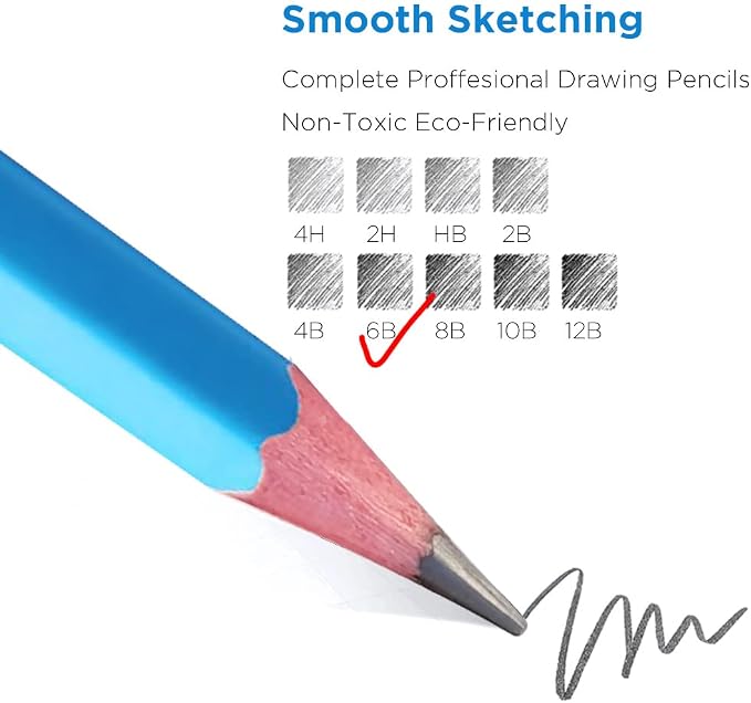 Sketch Pencils for Drawing 6B, 12pcs Professional Art Drawing Pencils for Shading, Sketching & Doodling | Graphite Pencil for Artists & Beginners
