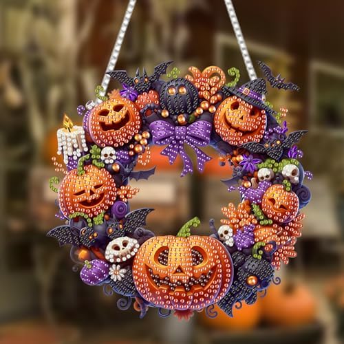 RYMILIE Hanging Halloween Diamond Art Kits for Adults Pumpkins