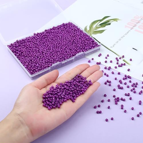 ZHIYUXI 3000Pcs 4mm Purple Glass Seed Beads for Jewelry Making