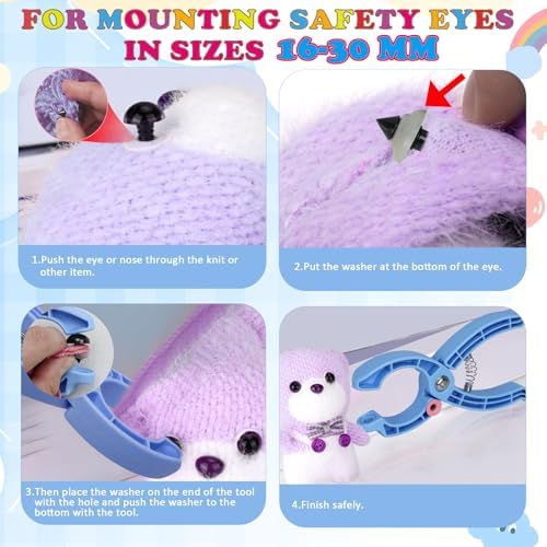 Safety Eye Tool, Safety Eyes for Crocheting Auxiliary, Safety Eyes Tool for Amigurumi Crochet & Stuffed 5-30mm Animal Eyes Making Supplies Tool - Blue（1PCS)