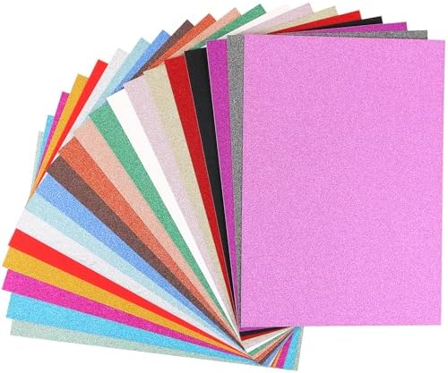 MIDELONG 20 Sheets Glitter Cardstock Paper, 10 Colors A5 Sparkly Card Stock Paper Glitter Paper for Cricut Art Crafts DIY Projects Card Making Scrapbooking
