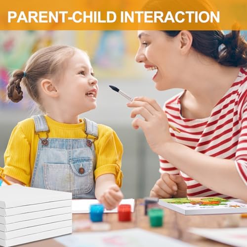 ESRICH Small Stretched Canvas for Painting 6x6 inch, 2/5''Profile Art Primed 8 Pack Canvases for Painting, Cotton Small Professional Blank Paint Canvas for Kids and Art Supplies, for Acrylics, Oils.
