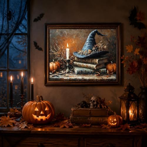 Witch Hat Paint by Numbers Kit for Adults Beginner with Framed 10x12 Inch