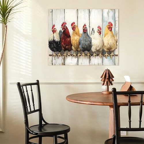 KYOQFVN Chicken Paint by Numbers Kits for Adults - DIY Paint by Numbers Kit on Canvas，Acrylic Painting by Number for Home Wall Decor 16 x 20 inch