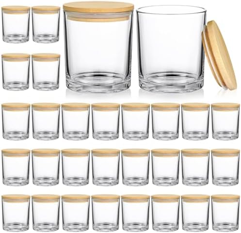 SUPMIND 10oz Clear Glass Candle Jars with Lids, 30pcs for Candle Making