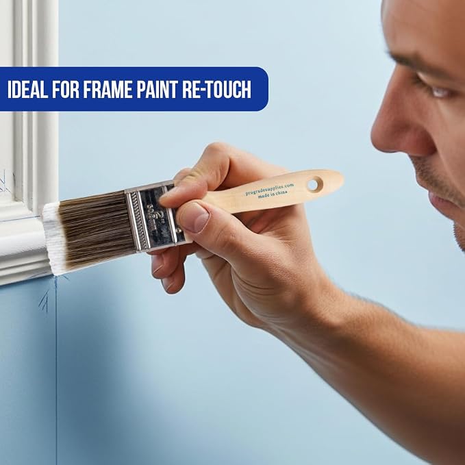 Pro Grade Paint Brushes, Paint Brush Set for Walls, Trim & Stain, 5-Piece | Interior & exterior | Cabinets, doors, furniture, decks | For latex & oil-based | Synthetic bristles, Softwood handles