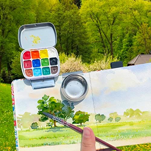 Portable Travel Watercolor Palette, Mini Metal Tin Box,12-Well Empty Tins