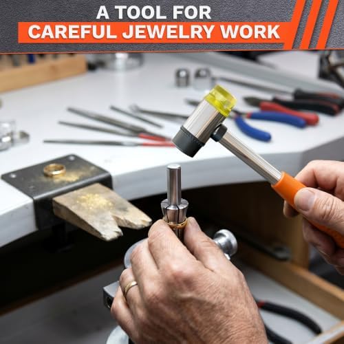 Small Orange Rubber Mallet Hammer 25mm, Double Faced Non Marring Head