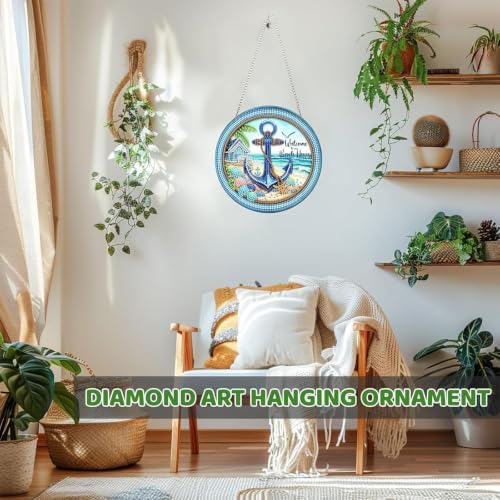 Beach Diamond Art Hanging Kit for Adult, Diamond Art Painting 8x8inch