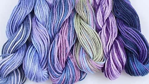 KCS Big skeins of 25 Meters Size 25 Color Variegated Cross Stitch Stranded Threads,6 skeins,20