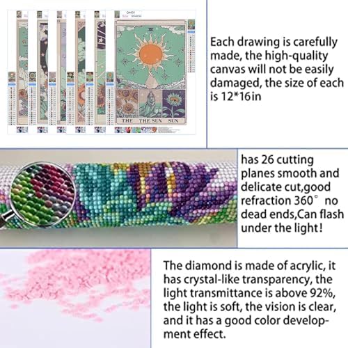 DOTSOPS 6 Pack Tarot Cards Diamond Painting Kits Art Adults Painting Kit