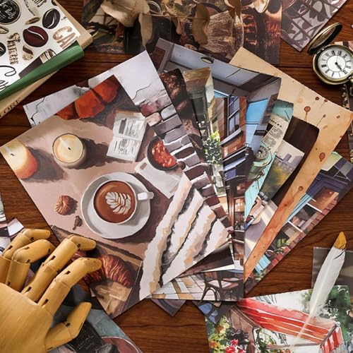 Vintage washi Stickers, Pre-Cut Ephemera Sticker Book for Journaling with 500 Scrapbook Stickers and 20 Scrapbook Papers, Aesthetic Junk Journal Supplies for Adults DIY Art Paper Crafts Collage
