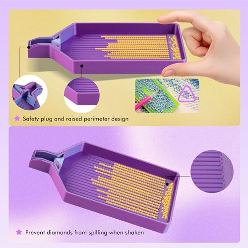 Diamond Art Trays with Lids, Multi-Color Partitioned Diamond Painting Tray, Suitable for 5D Diamond Dots, Rose Gold