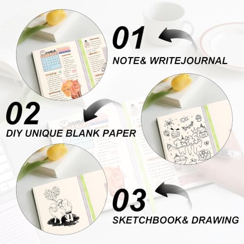 Thick Blank Journal Notebook 720 Pages A6 Unlined Sketchbook