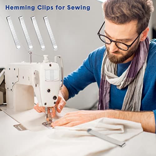 Cindeer 80 Pcs Sewing Clips Stainless Steel Hemming Clips Metal Hemming Tool 3 Inches with Measurements for Fabric Quilting Pinning and Marking Accessories