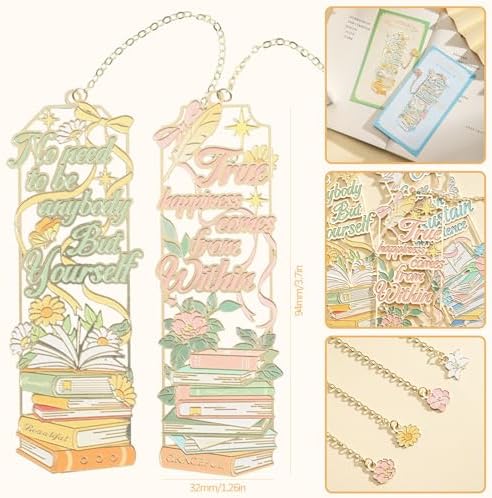 4Pcs Metal Bookmarks Cute Book Mark for Book Lovers Page Tracker Bookmark Supplies Bookmarks for Reading Women