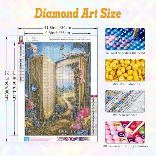 Magic Book Diamond Art Kits for Adults Beginners 12x16 in, DIY Craft Gift