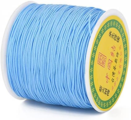 100 Yards 0.8mm Braided Nylon Crafting Thread Chinese Knotting Beading String Macrame Cord Rope for Necklace Bracelet Jewelry Craft Making, LightSkyBlue