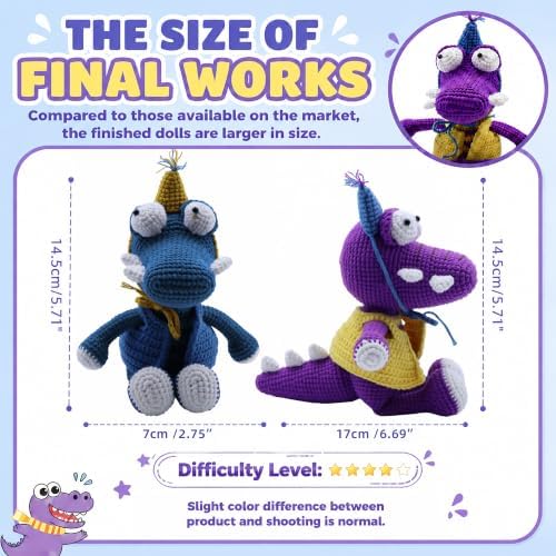 Crochet Kit for Beginners, DIY Crochet Amigurumi Craft Kit (Purple+Blue)