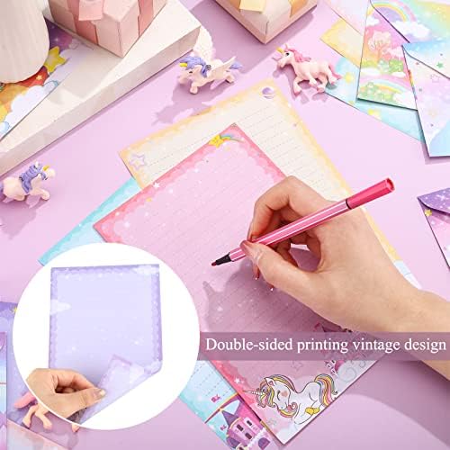 TaoBary 160 Pcs Unicorn Stationery Paper and Envelopes Set, 5.5 x 8.25''