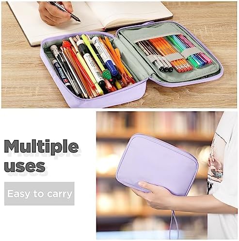 Zannaki Big Capacity Storage Pouch Marker Pen Pencil Case Simple Stationery Bag Box Art Tool & Sketch Storage Boxes for Bullet Journal Middle High School Office College Student Girl Women Adult Teen