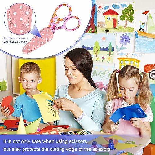 Therwen 6 Pcs 3.6 Inch Embroidery Scissors with Artificial Leather Cover Stainless Steel Vintage Craft Scissors for Crafting Threading DIY Needlework Art Manual Handicraft (Fresh)