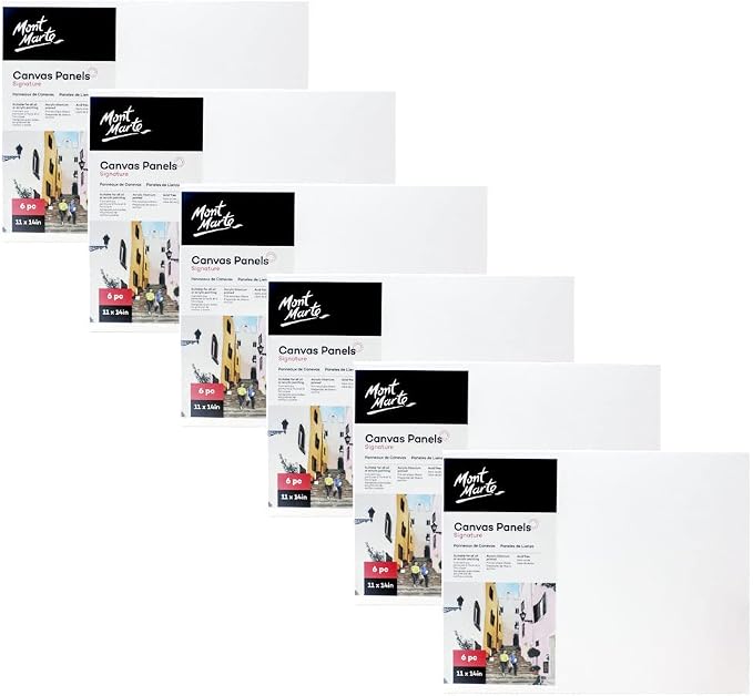 Mont Marte Canvas Panel (Pack of 6), 11 X 14 inches, Canvas Panel Great for Students to Professional Artists