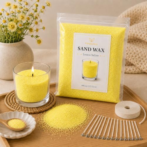 Sand Wax for Candle Making, 440g Refillable Candle Wax Sand,Lemon Yellow