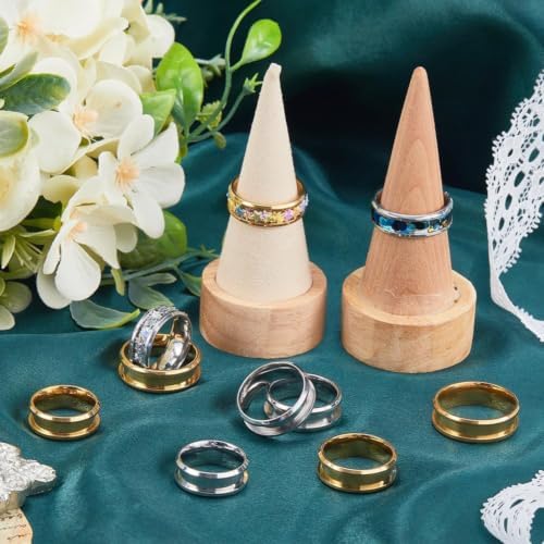 SUNNYCLUE 1 Box 12Pcs Stainless Steel Ring Blanks Settings US Size 7/8/9/10/11/12 Round Empty Inlay Grooved Finger Ring Base Blanks for Jewelry Making Kits Adult DIY Crafts