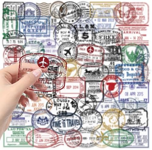 60PCS Transparent Travel Stickers, Passport Stamps Stickers
