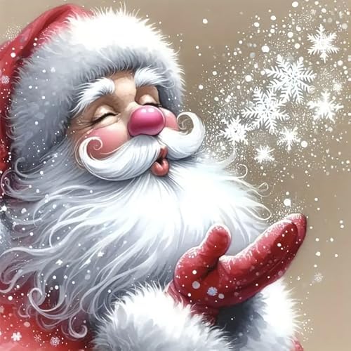 Santa Claus Diamond Art Kits for Adults Beginner, DIY Diamond Art Christmas Diamond Dots Gem Art Crafts with Tools,diamond painting Round Full Drill Funny Crafts for Home Wall Decor&Gift-13.78X13.78in