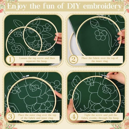 Tioncy 8 Sets Mexican Embroidery Napkins Kit Servilletas para Bordar a Mano Including Mexican Napkin Bamboo Hoop Color Threads and Needles for Beginners Adults DIY Hand Craft Gift (Multicolor)