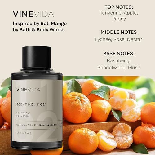VINEVIDA [4oz] Scent NO. 1102 Bali Mango Fragrance Oil for Candle Making and Soap Making - Premium Candle Scents for Soy Candles