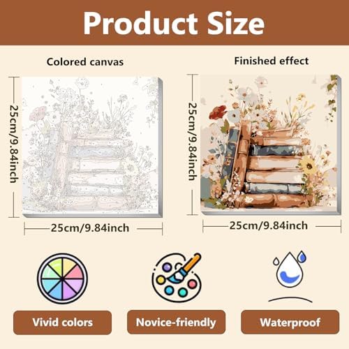Reivworl Framed Book Paint by Numbers Kit for Adults Beginner 10×10 inch