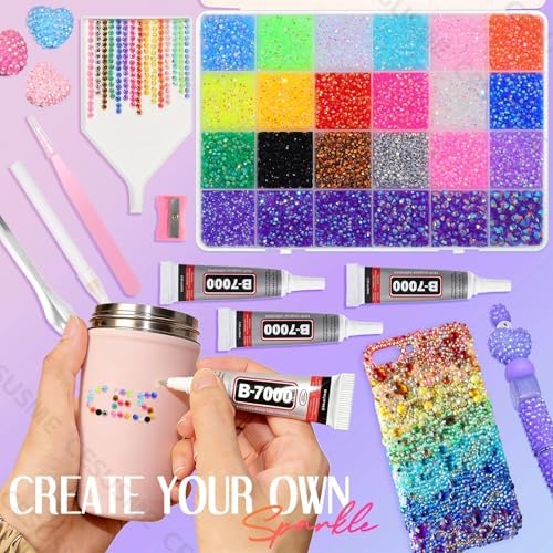 28000Pcs Color Rhinestones Bedazzling Kit, Purple Resin Rhinestones