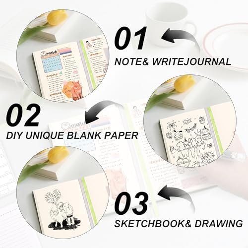 Thick Blank Journal Notebook 400 Pages , A6 Unlined Plain Sketchbook , 100gsm Thick Paper Hardcover Soft Leather Cover, No Lines Drawing Pad Memo Diary Writing Art Notepad ，3.9 × 5.5 Upgrade Page (wine red)