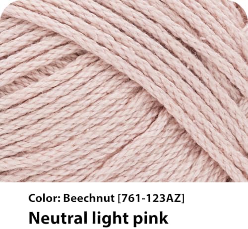Lion Brand Yarn, 24/7 Cotton Yarn, Beechnut, Neutral Pink, 1 Pack