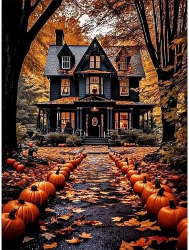 Halloween Paint by Numbers Kit for Adults,Haunted House Paint by Number