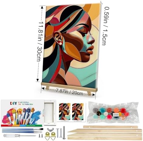 HeeBenor Framed Paint by Numbers Kit for Adults, Black Woman Paint by Numbers Kit for Adults with Easel, DIY Acrylic Paint by Number with Frame, Adult Paint by Number Kits Framed Canvas 8x12 Inch
