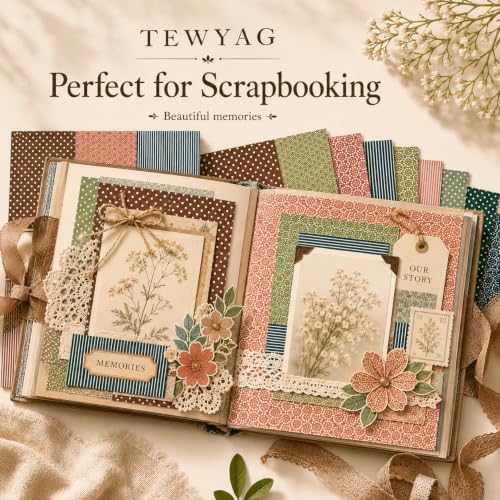 Vintage Scrapbook Paper Double Sided 12x12 Boho Earthy Geometric 24 Sheets
