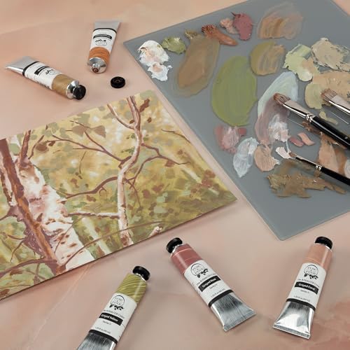 Tusc & Pine Artist Oil Paint - 40 ml Set of 5 - Warm Grayed - Non-Yellowing, Rich & Creamy Consistency, Maximum Pigment Load, Small Batch Milled Oil Paints Developed for Professional Artists