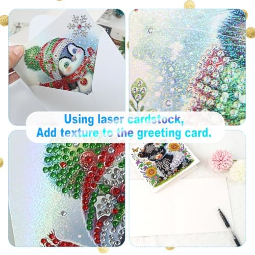 Tontut 6pcs Diamond Art Painting Kit Greeting Card, Sunflower Yellow Cow 5D DIY Diamond Handmade Holiday Greeting Card with Envelope, Holiday Gift Congratulation